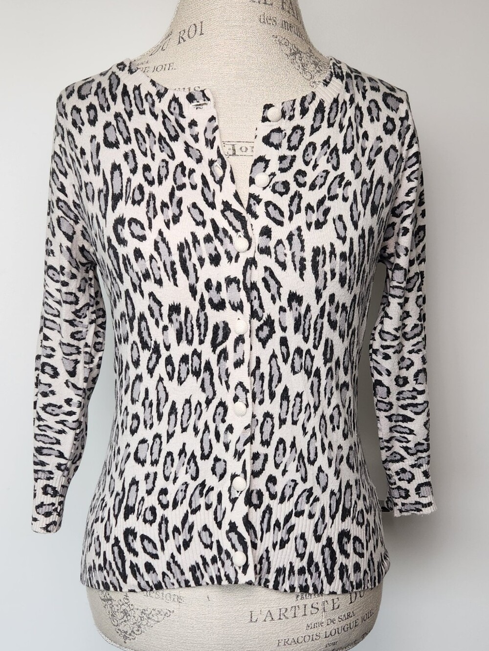Vintage Snow Leopard Cardigan